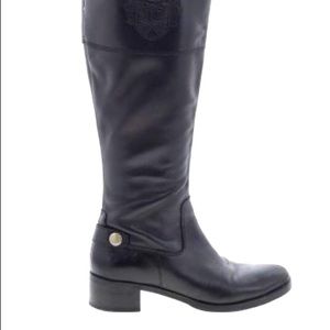 Women’s Sz 7M black leather casual business low heel tall boots shoes